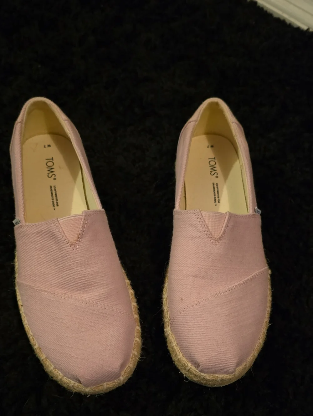 Toms Pink Canvas Espadrille Slip-On Shoes